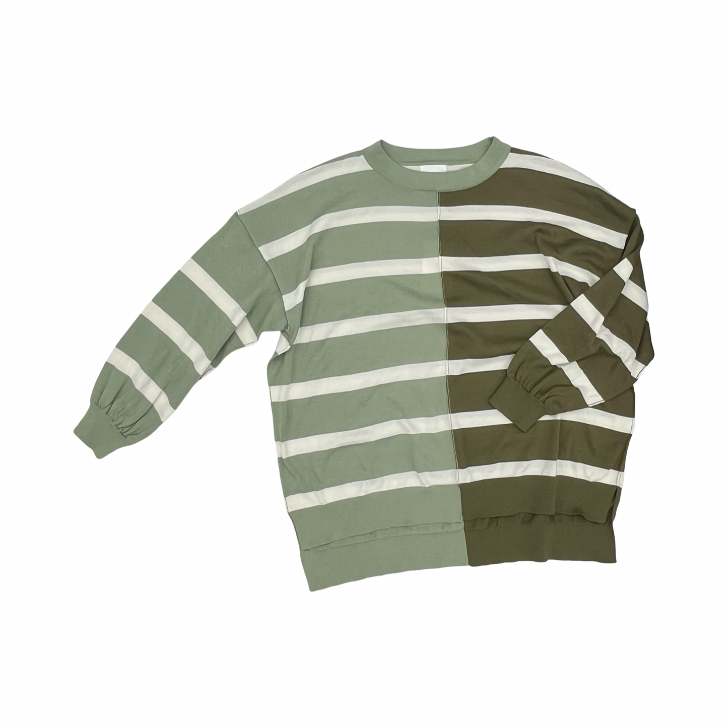 Sweater By Andree By Unit In Green & White, Size:1X