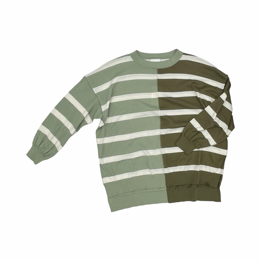 Sweater By Andree By Unit In Green & White, Size:1X