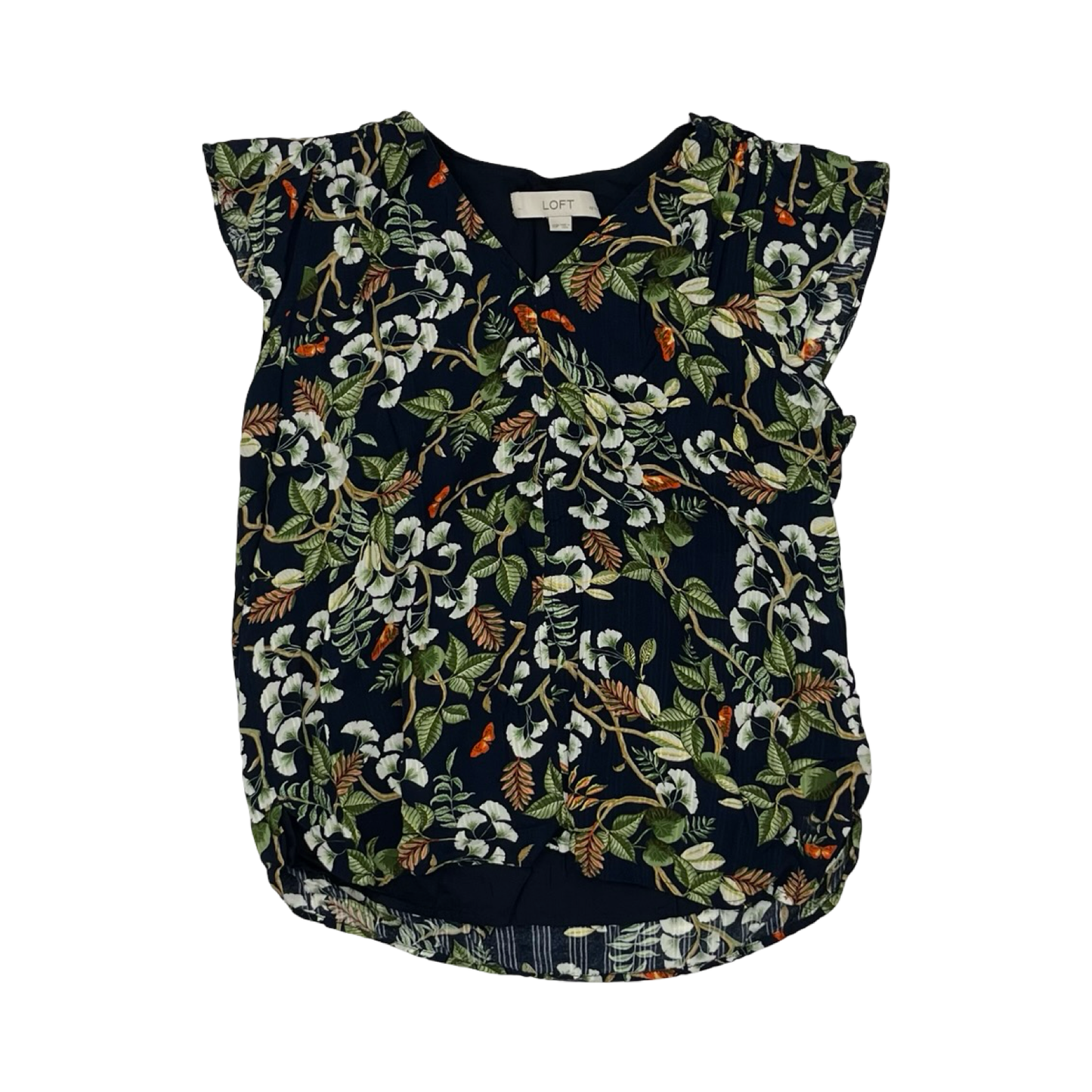 Blouse Ss By Loft In Blue & Green, Size:Xsp