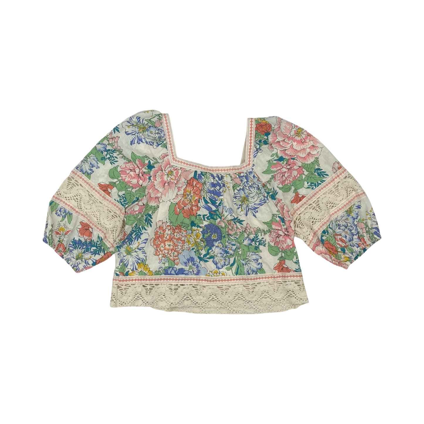 Blouse 3/4 Sleeve By Christian Siriano In Floral Print, Size:L