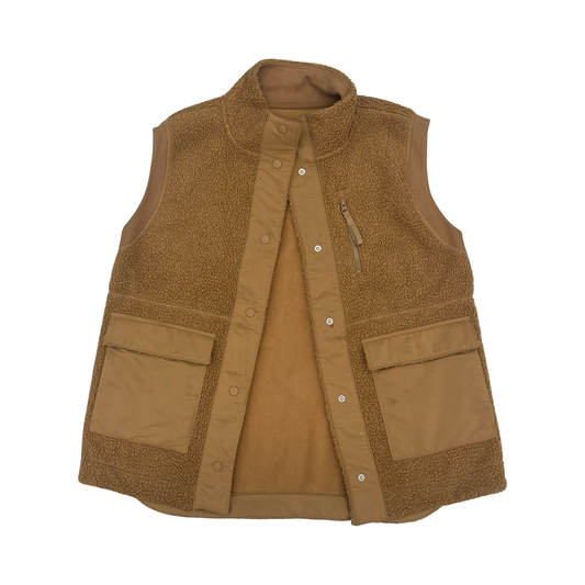 Vest Faux Fur & Sherpa By Flx In Brown, Size:M