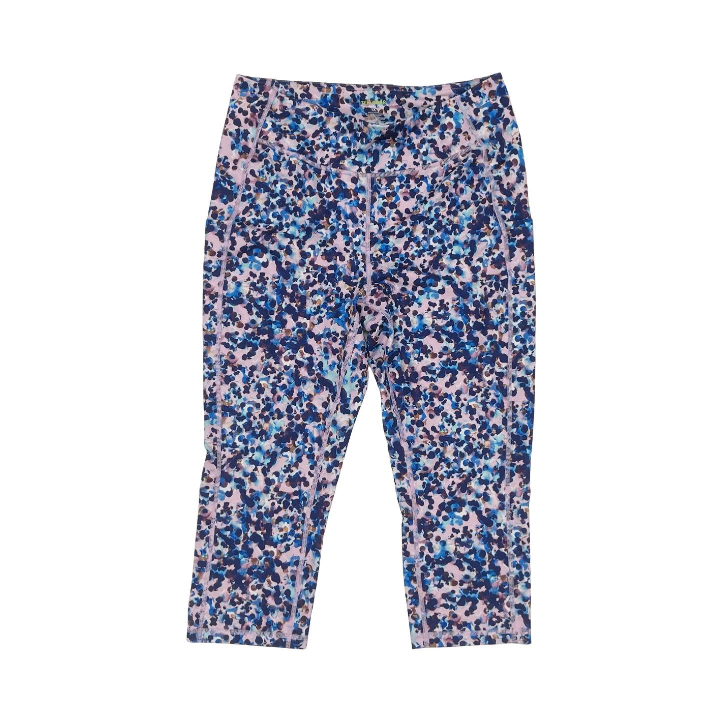 Athletic Leggings Capris By Tek Gear In Blue & Pink, Size:1X