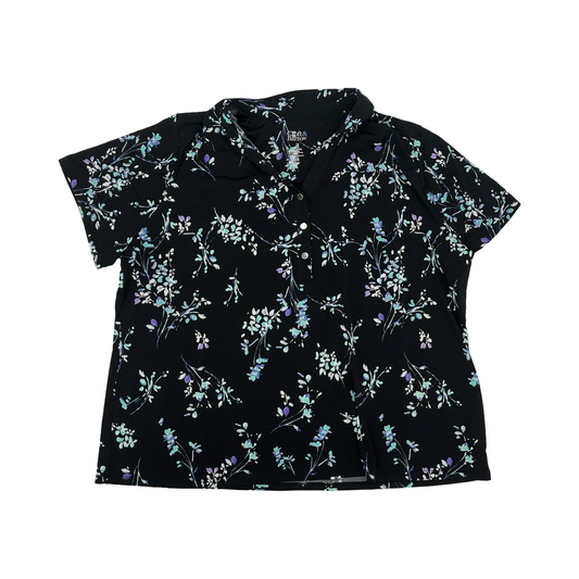 Blouse Ss By Croft And Barrow In Black & Blue, Size:1X