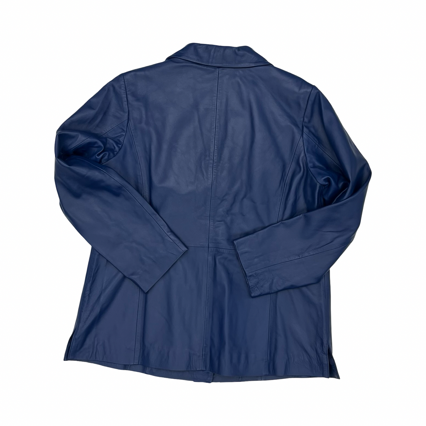 Jacket Leather By Jessica London In Blue, Size:12