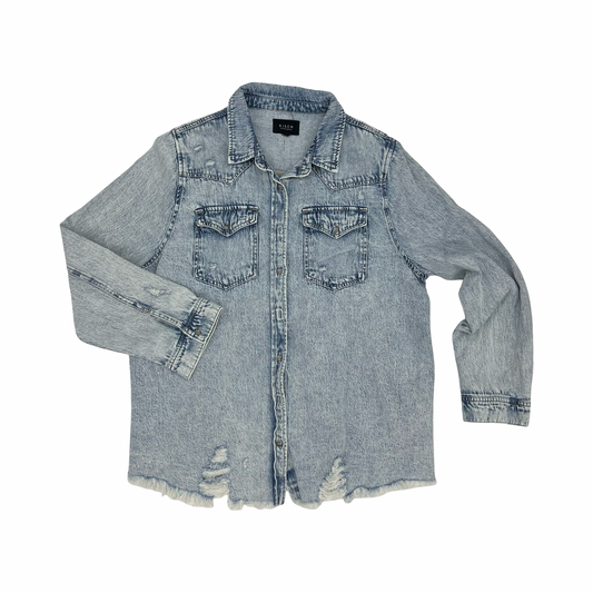 Jacket Shirt By Risen In Blue Denim, Size:Xxl