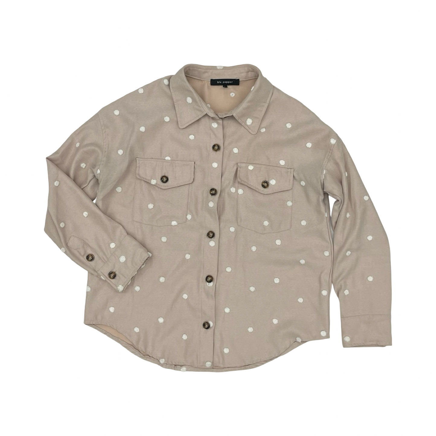 Jacket Shirt By Blu Pepper In Tan, Size:L