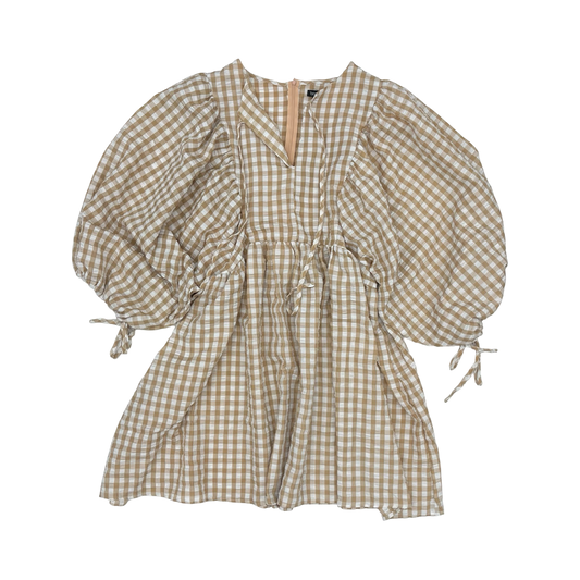 Dress Casual Short By Boohoo Boutique In Brown & Cream, Size:22