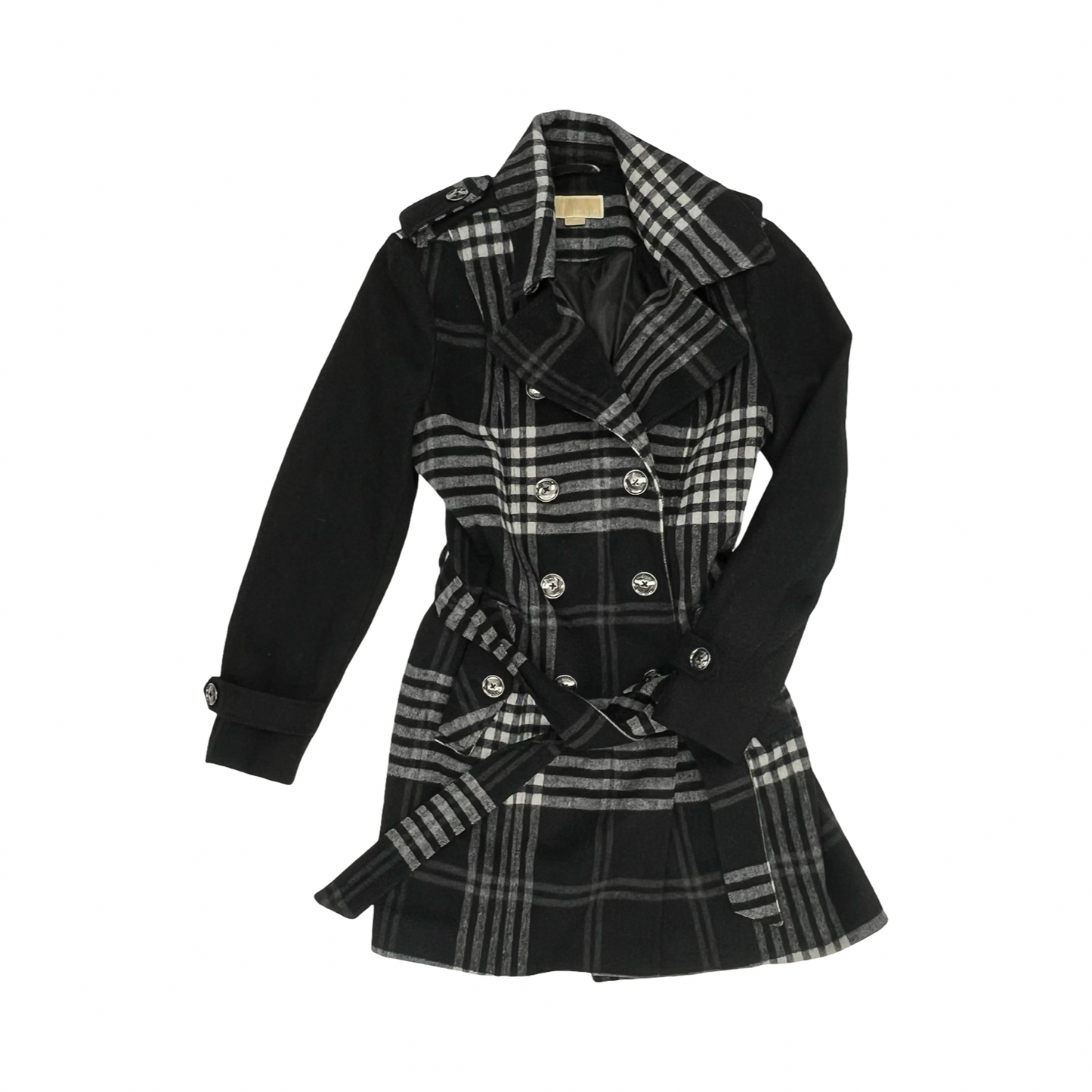 Coat Designer By Michael Kors In Black & Grey, Size:M