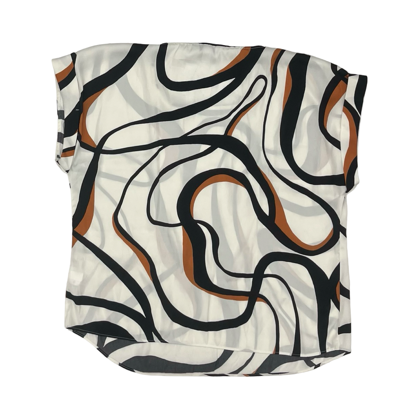 Blouse Ss By Nine West In Brown & Cream, Size:L