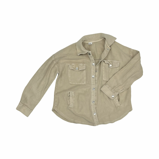 Jacket Shirt By Clothes Mentor In Cream, Size:S