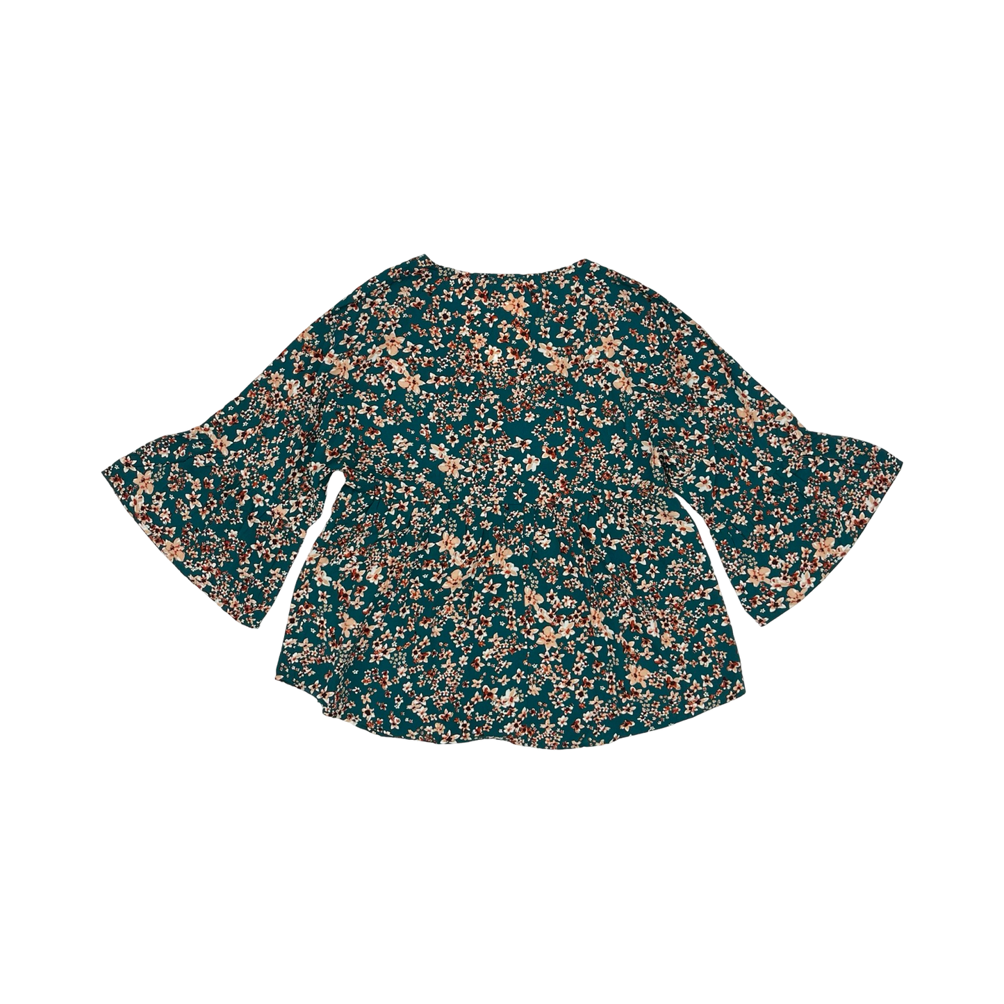Blouse 3/4 Sleeve By Emily Wonder In Teal, Size:S