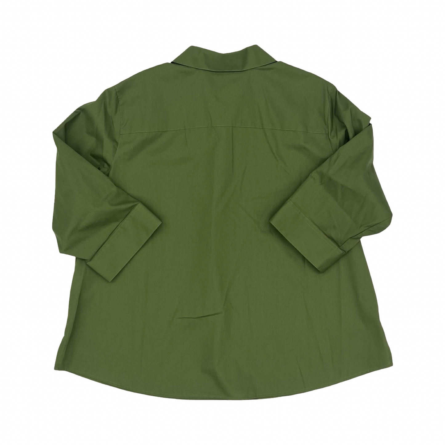 Blouse 3/4 Sleeve By Foxcroft In Green, Size:2X