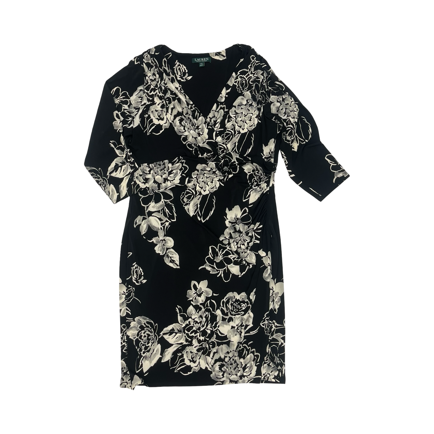 Dress Work By Lauren By Ralph Lauren In Black & Cream, Size:14