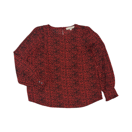 Blouse Ls By Loft In Black & Red, Size:S