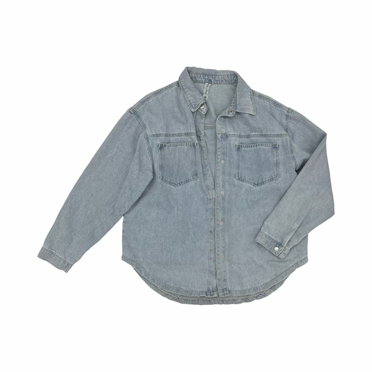 Jacket Shirt By Clothes Mentor In Blue Denim, Size:M