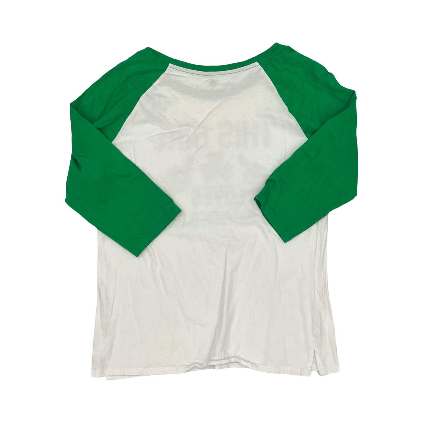 Top 3/4 Sleeve By Clothes Mentor In Green & White, Size:L
