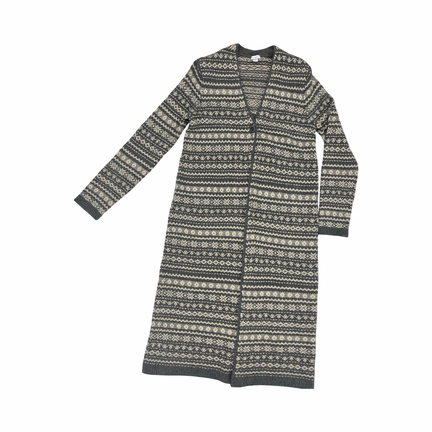 Sweater Cardigan By J. Jill In Grey & Tan, Size:Xs