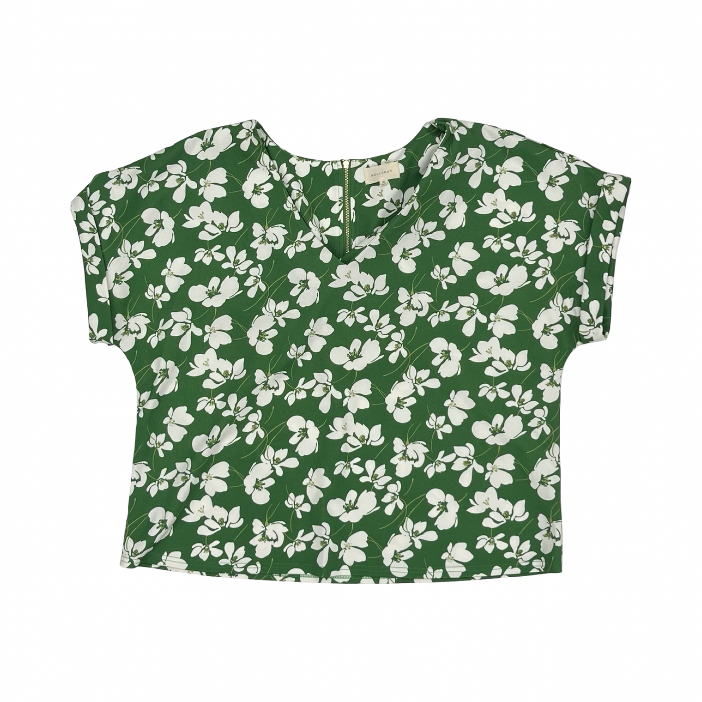 Blouse Ss By Melloday In Green & White, Size:Xl