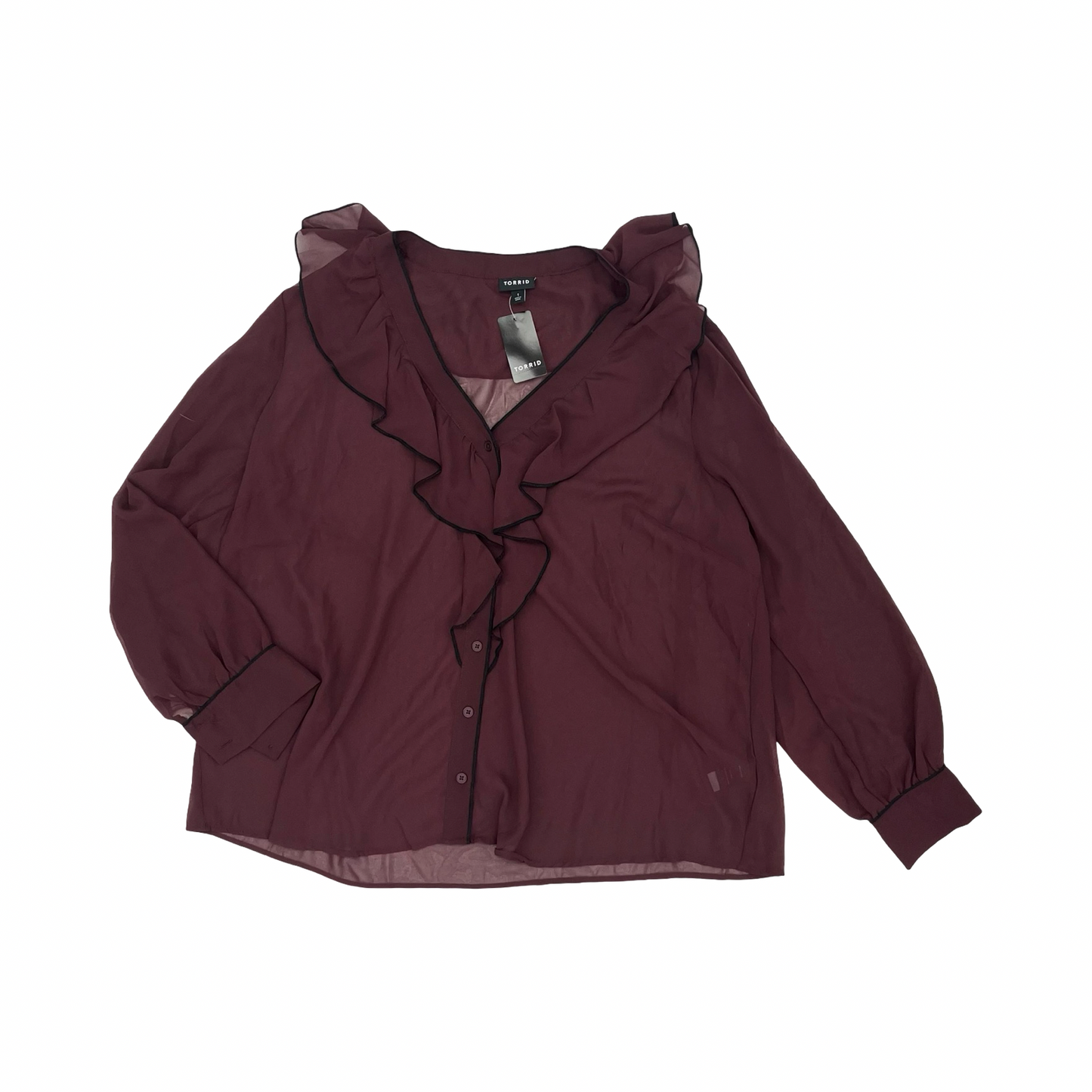 Blouse Ls By Torrid In Red, Size:1X