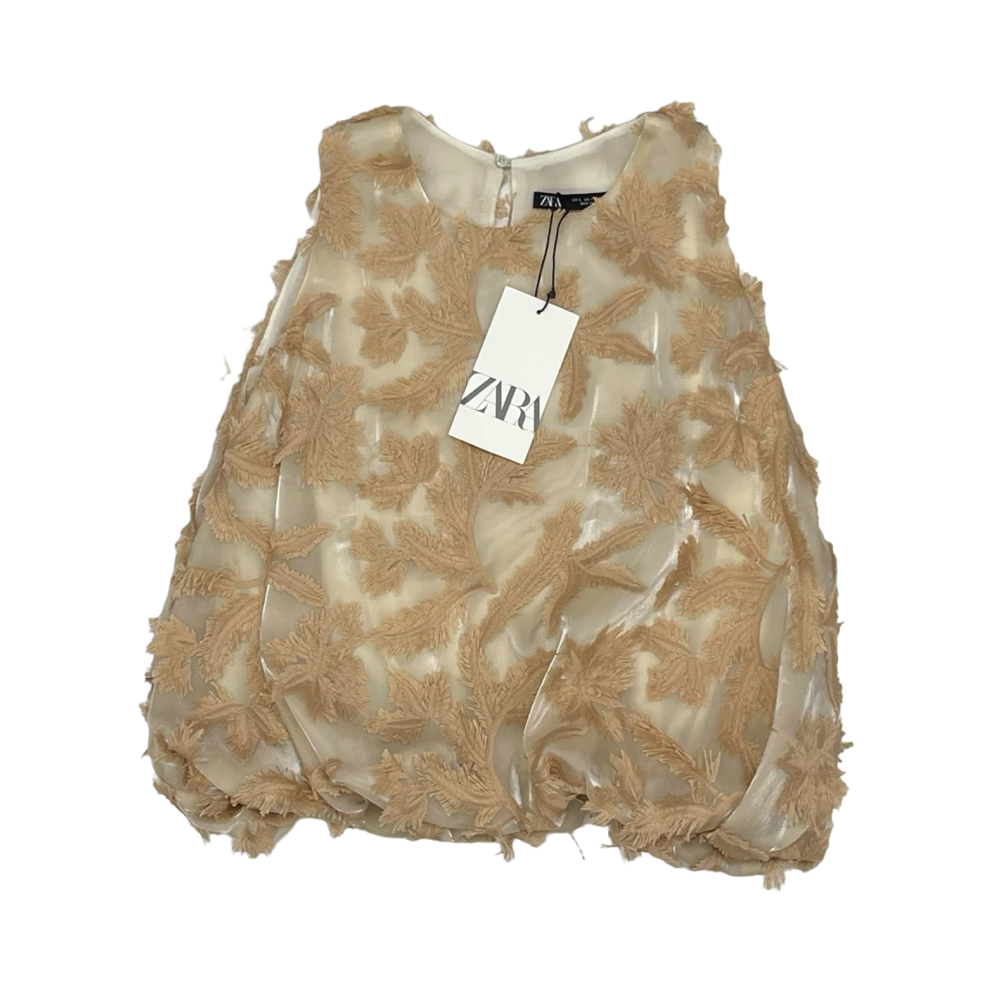 Blouse Sleeveless By Zara In Tan, Size:L