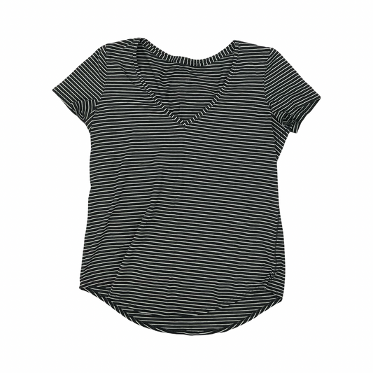 Athletic Top Ss By Lululemon In Grey & White, Size:M
