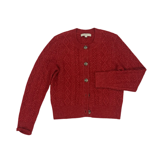Sweater Cardigan By Loft In Red, Size:S