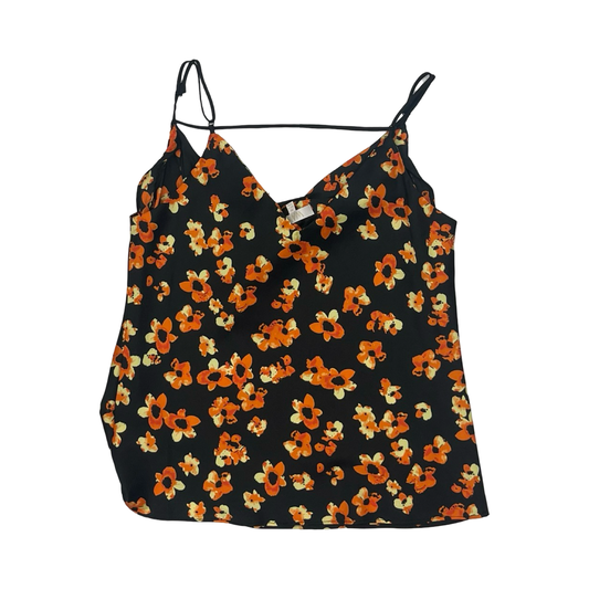 Blouse Sleeveless By Wayf In Black & Orange, Size:M