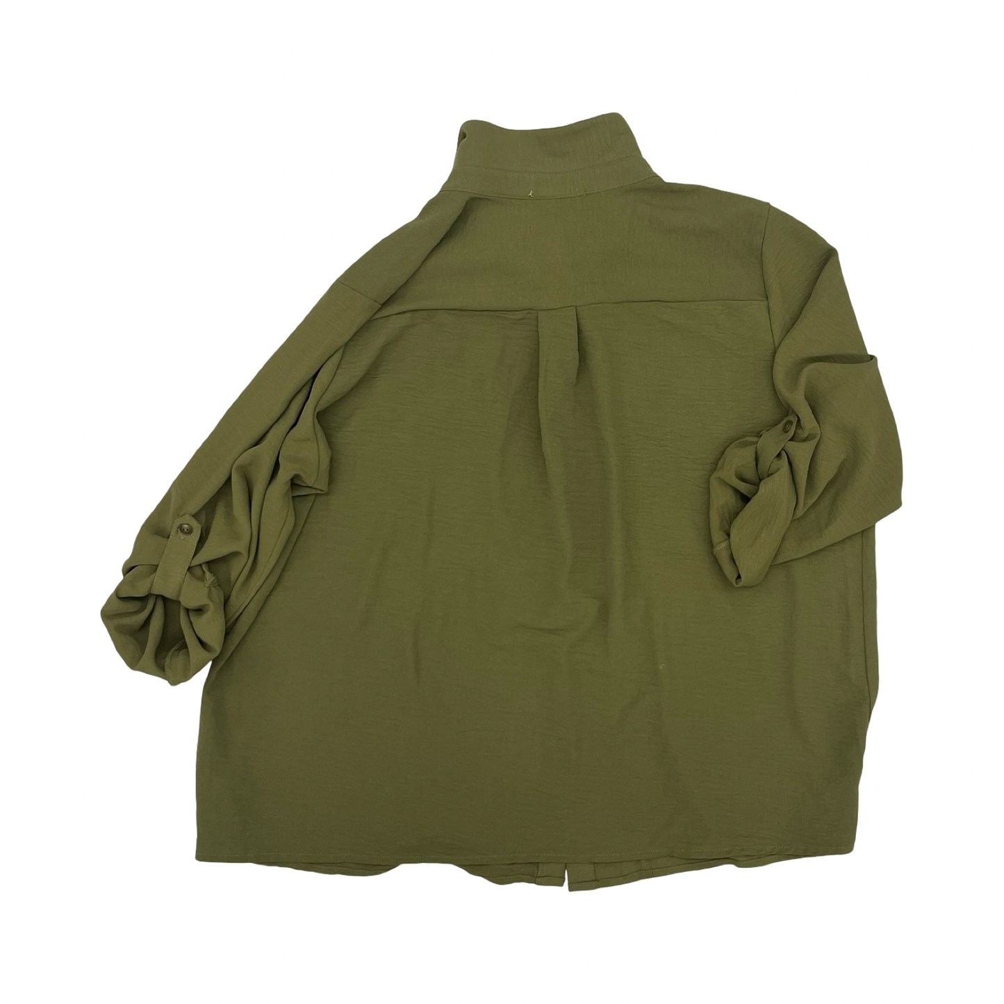 Blouse 3/4 Sleeve By Ny Collection In Green, Size:Xl