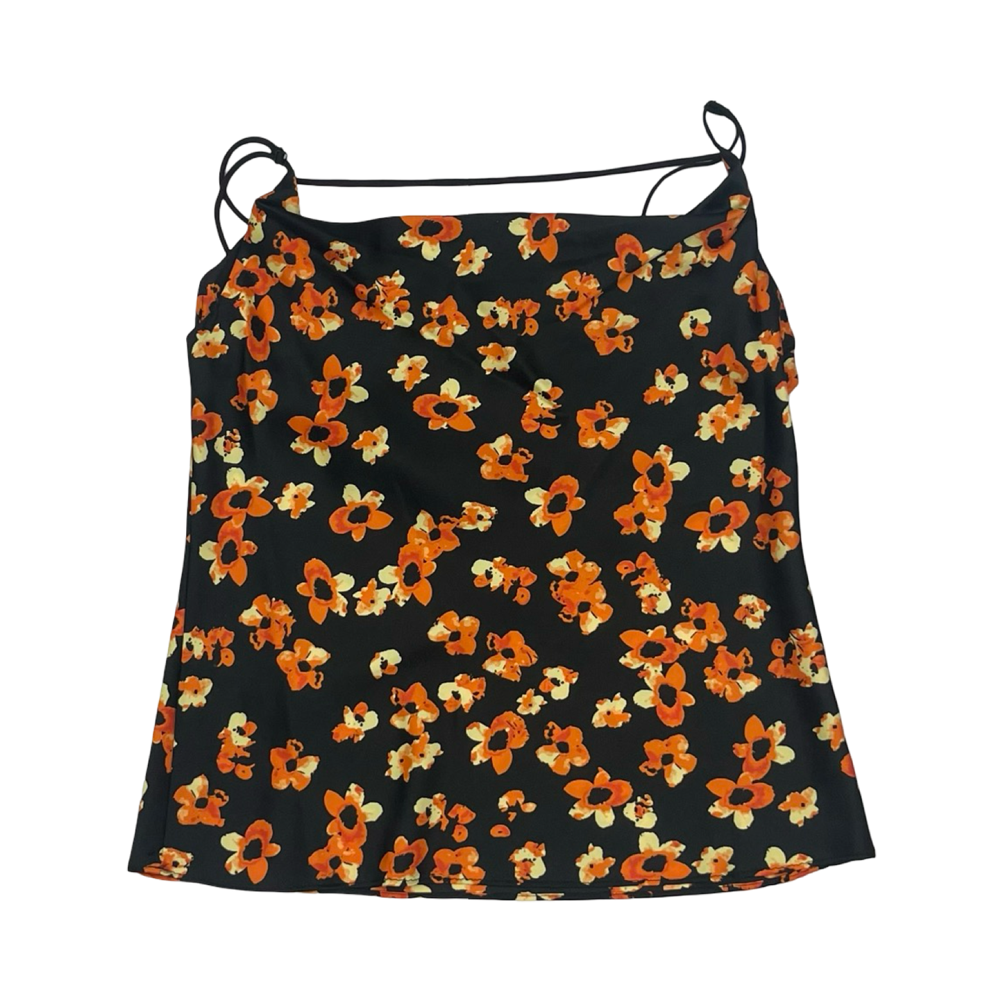 Blouse Sleeveless By Wayf In Black & Orange, Size:M