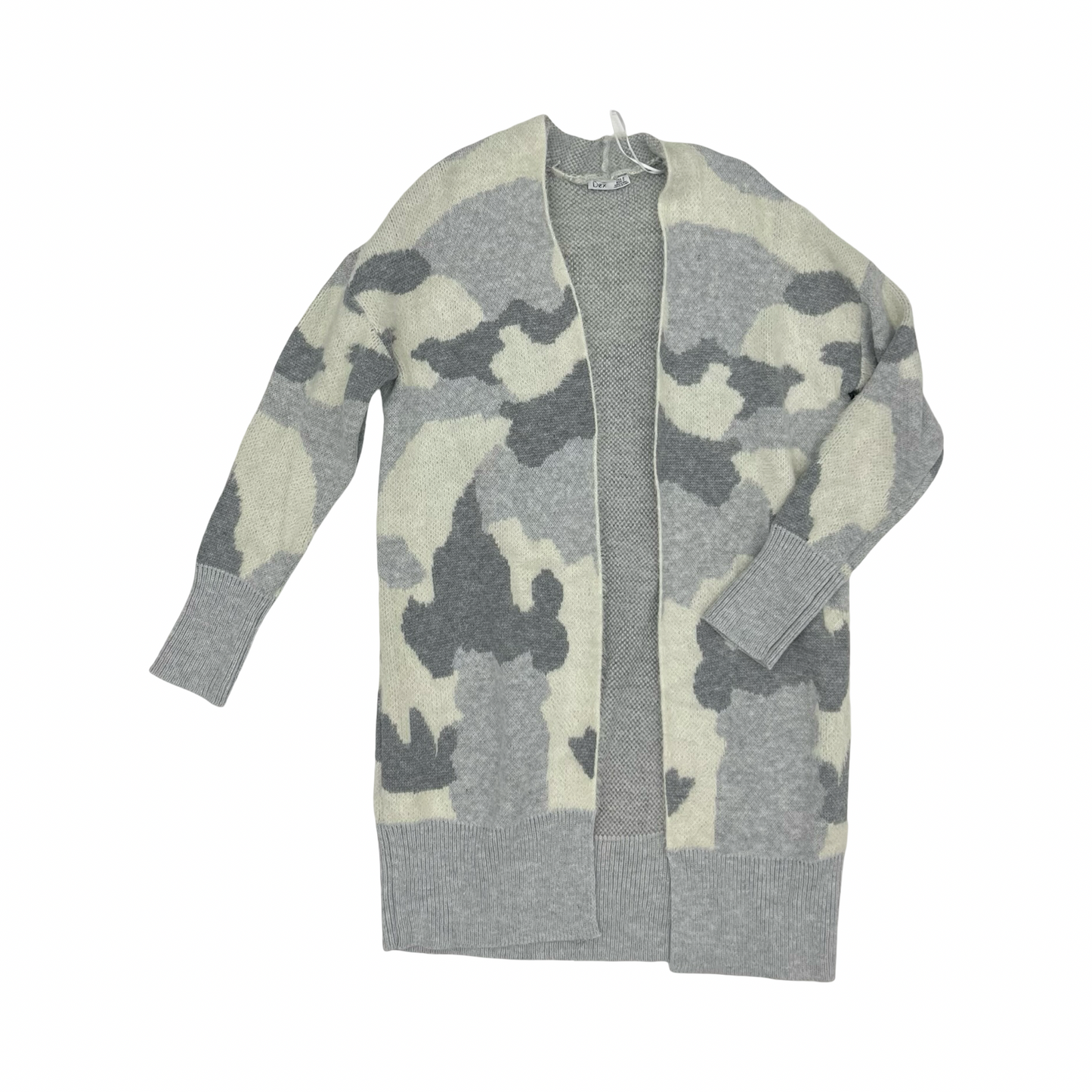 Sweater Cardigan By Dex In Grey & Tan, Size:M