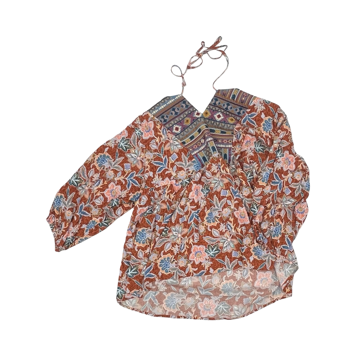 Blouse 3/4 Sleeve By Savanna Jane In Brown, Size:1X
