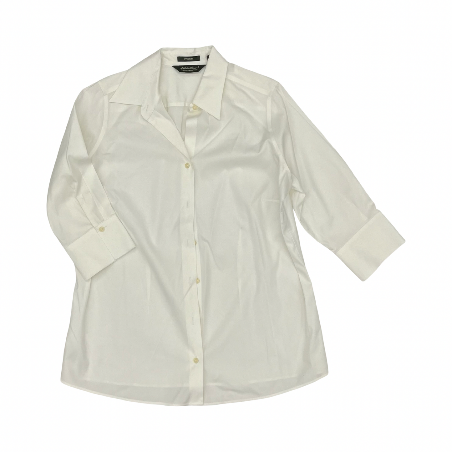 Blouse 3/4 Sleeve By Eddie Bauer In White, Size:1X