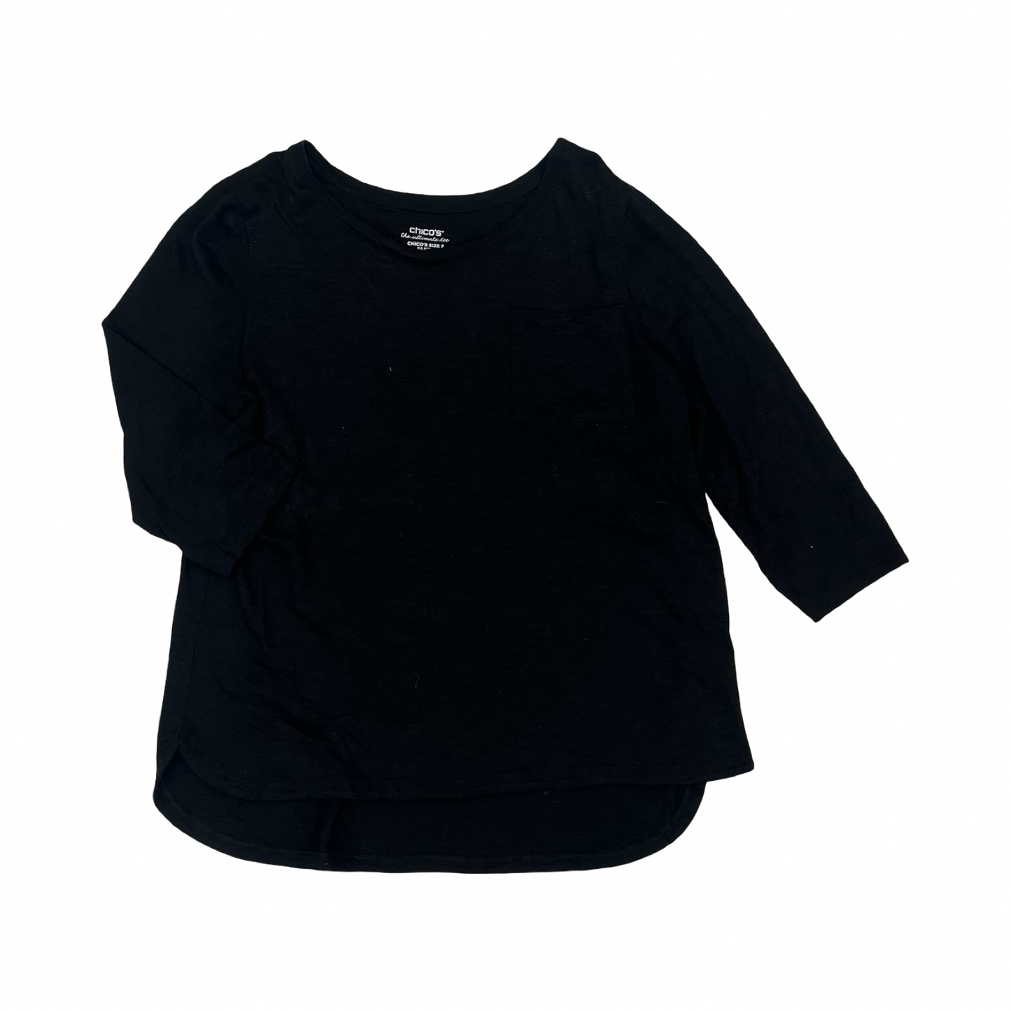 Top 3/4 Sleeve Basic By Chicos In Black, Size:L