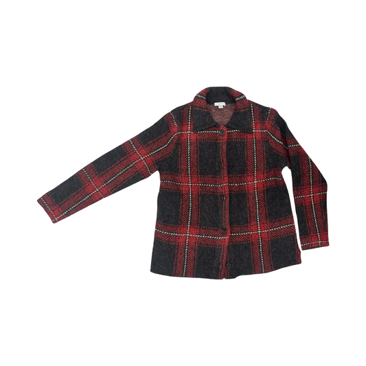 Sweater Cardigan By J. Jill In Grey & Red, Size:Xs