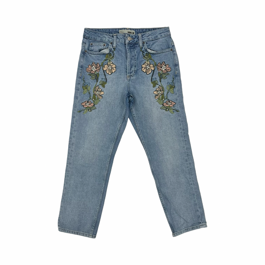 Jeans Straight By Topshop In Blue Denim, Size:6