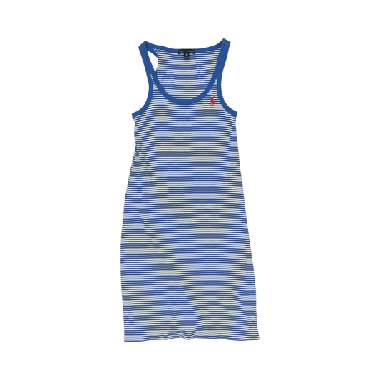 Dress Casual Midi By Ralph Lauren In Blue & White, Size:M