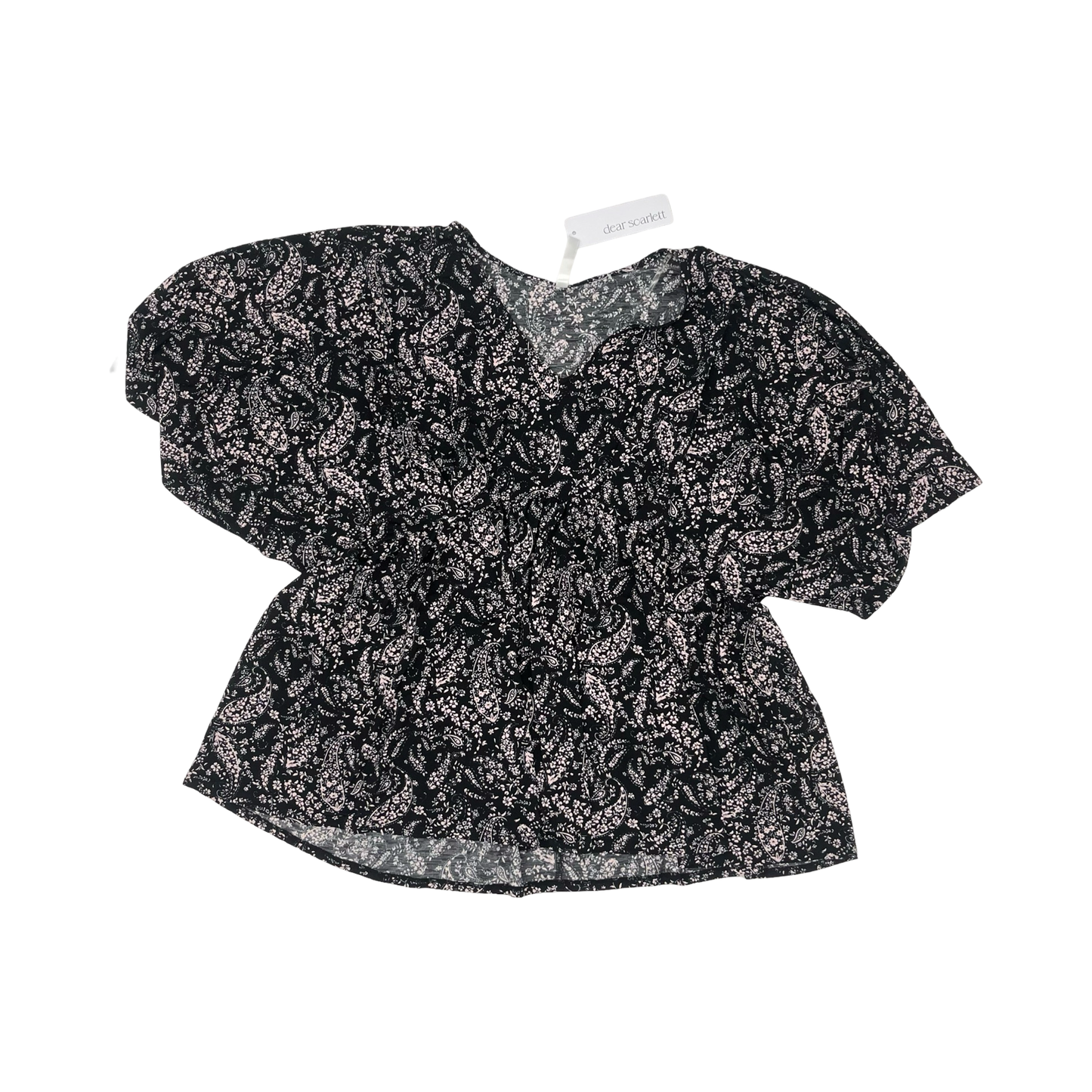 Blouse Ss By Dear Scarlett In Black & Pink, Size:Xl