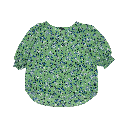 Blouse Ss By Ann Taylor In Blue & Green, Size:L