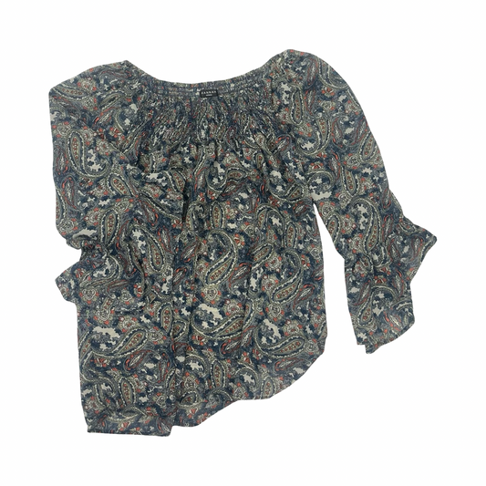 Blouse 3/4 Sleeve By Hannah In Blue & Cream, Size:2X