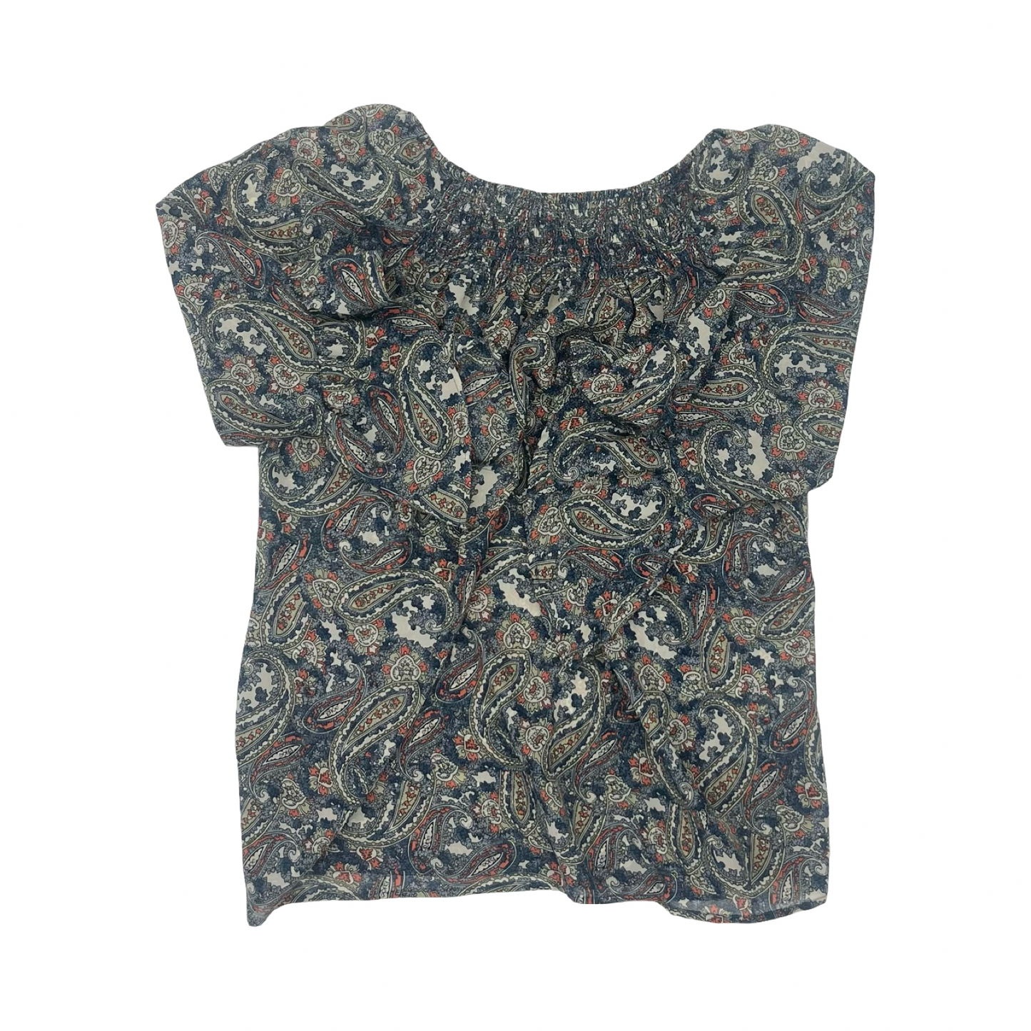 Blouse 3/4 Sleeve By Hannah In Blue & Cream, Size:2X