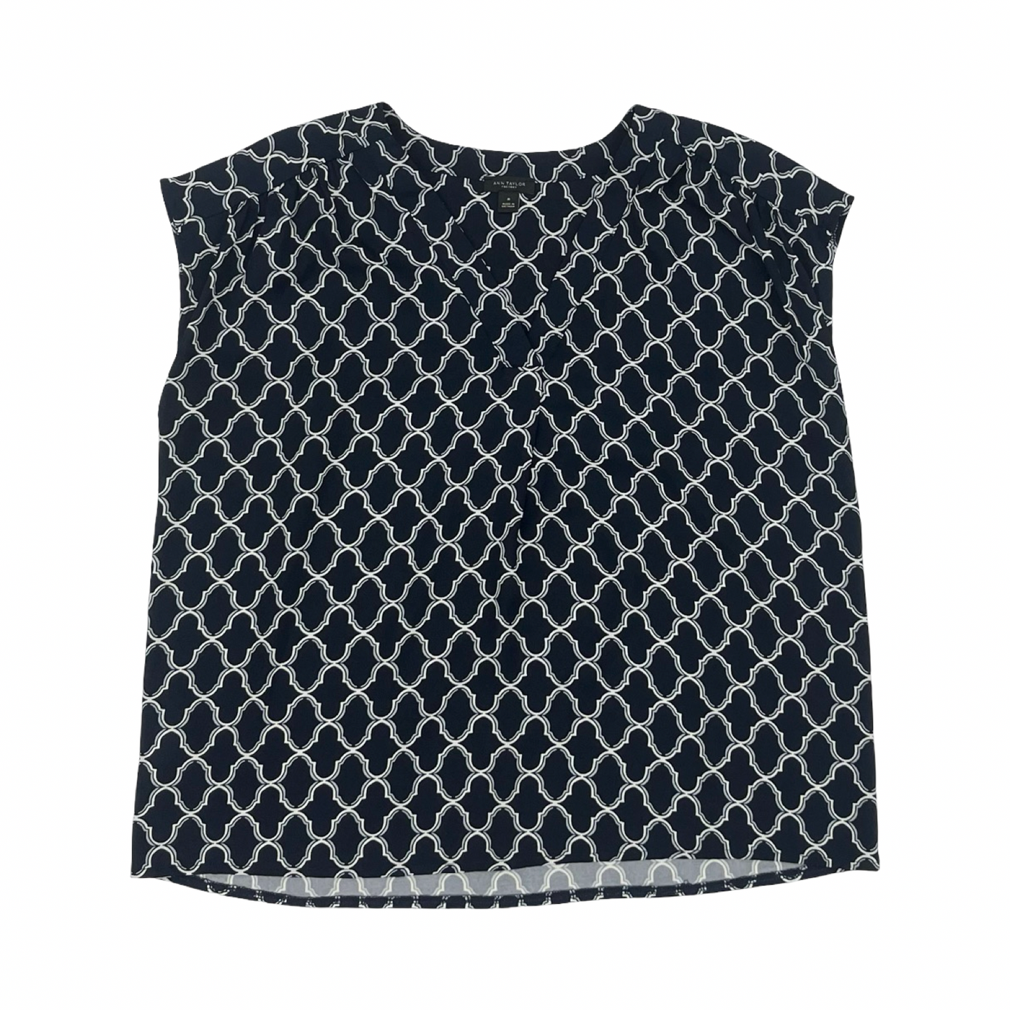 Blouse Ss By Ann Taylor In Blue & White, Size:M