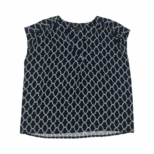 Blouse Ss By Ann Taylor In Blue & White, Size:M