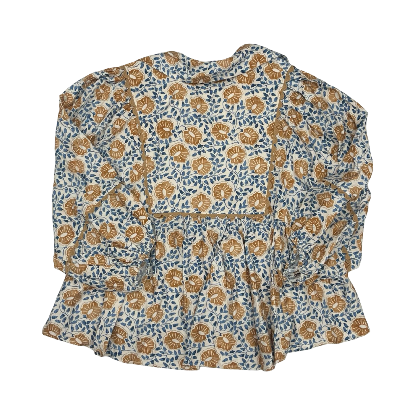 Blouse Ls By Entro In Blue & Orange, Size:L