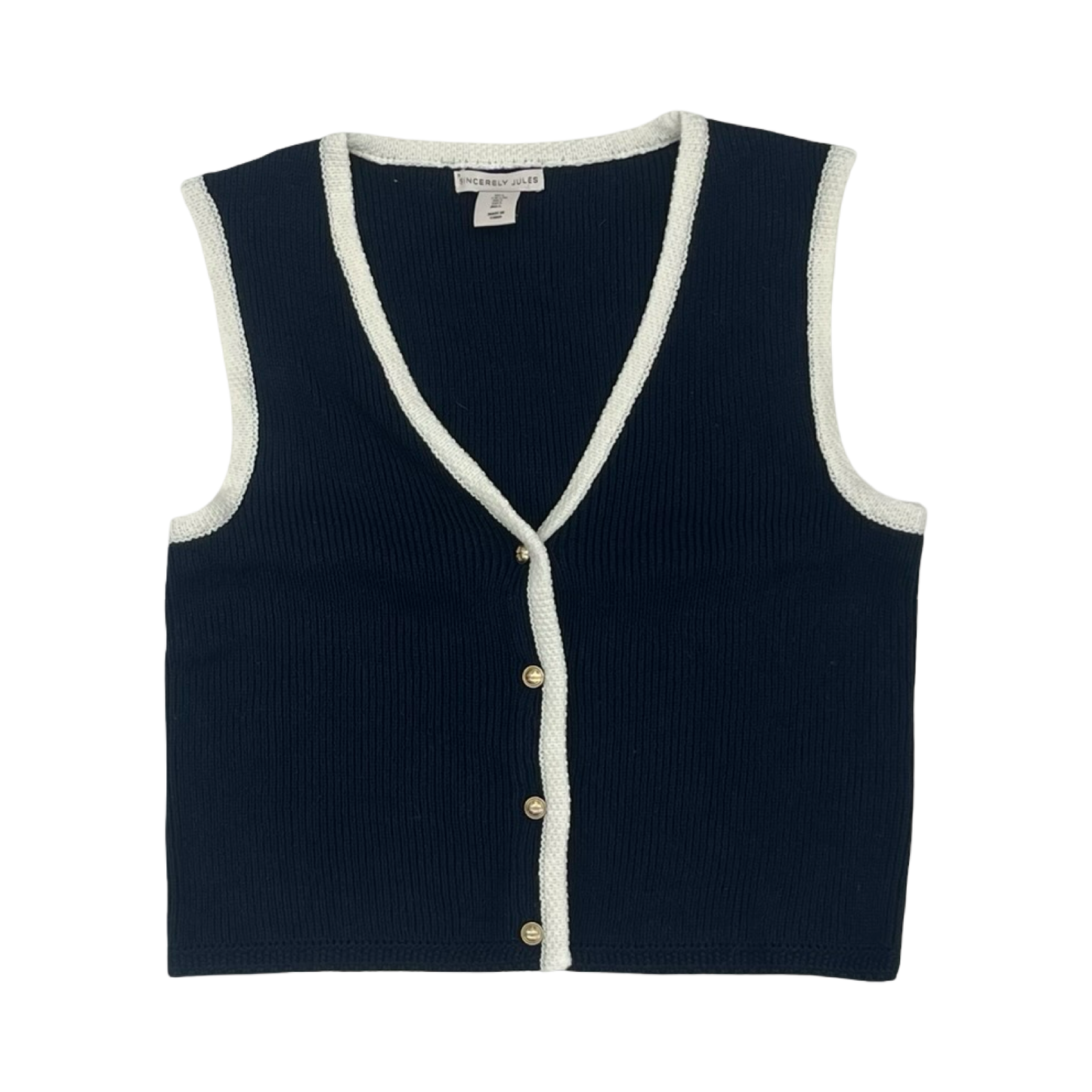 Vest Sweater By Sincerely Jules In Navy, Size:L