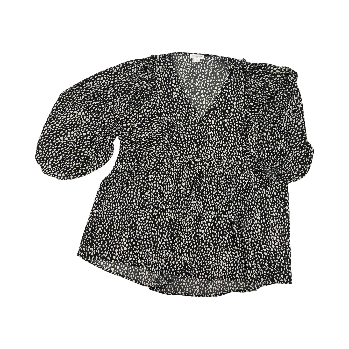 Blouse 3/4 Sleeve By Chicsoul In Black & Cream, Size:2X