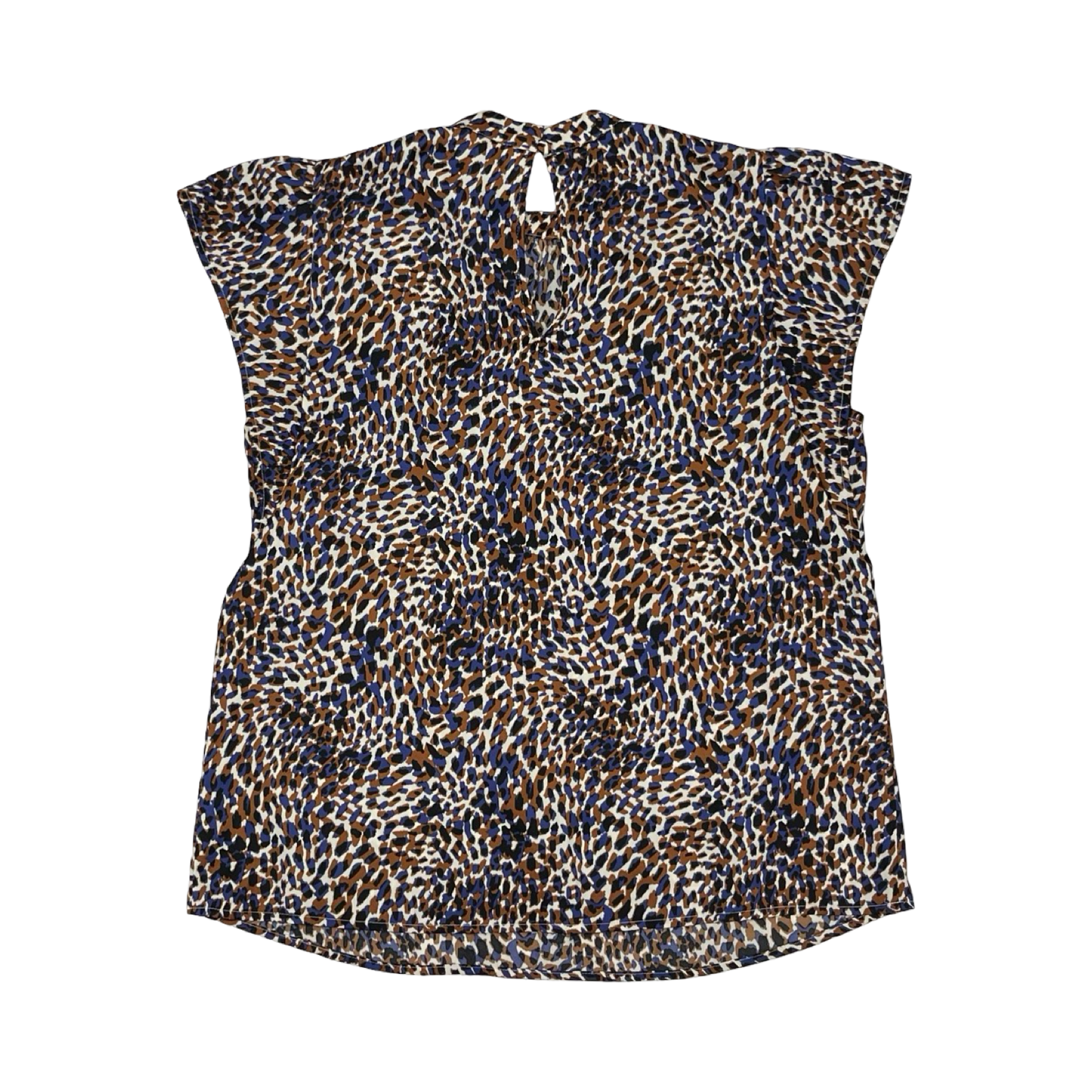 Blouse Ss By Nine West In Blue & Brown, Size:M