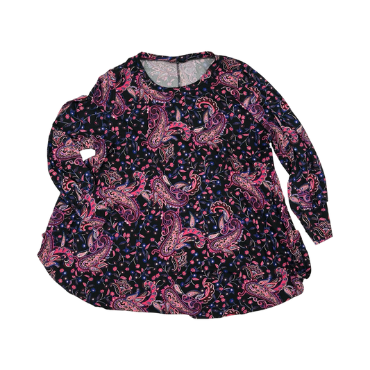 Blouse Ls By Lane Bryant In Blue & Pink, Size:1X