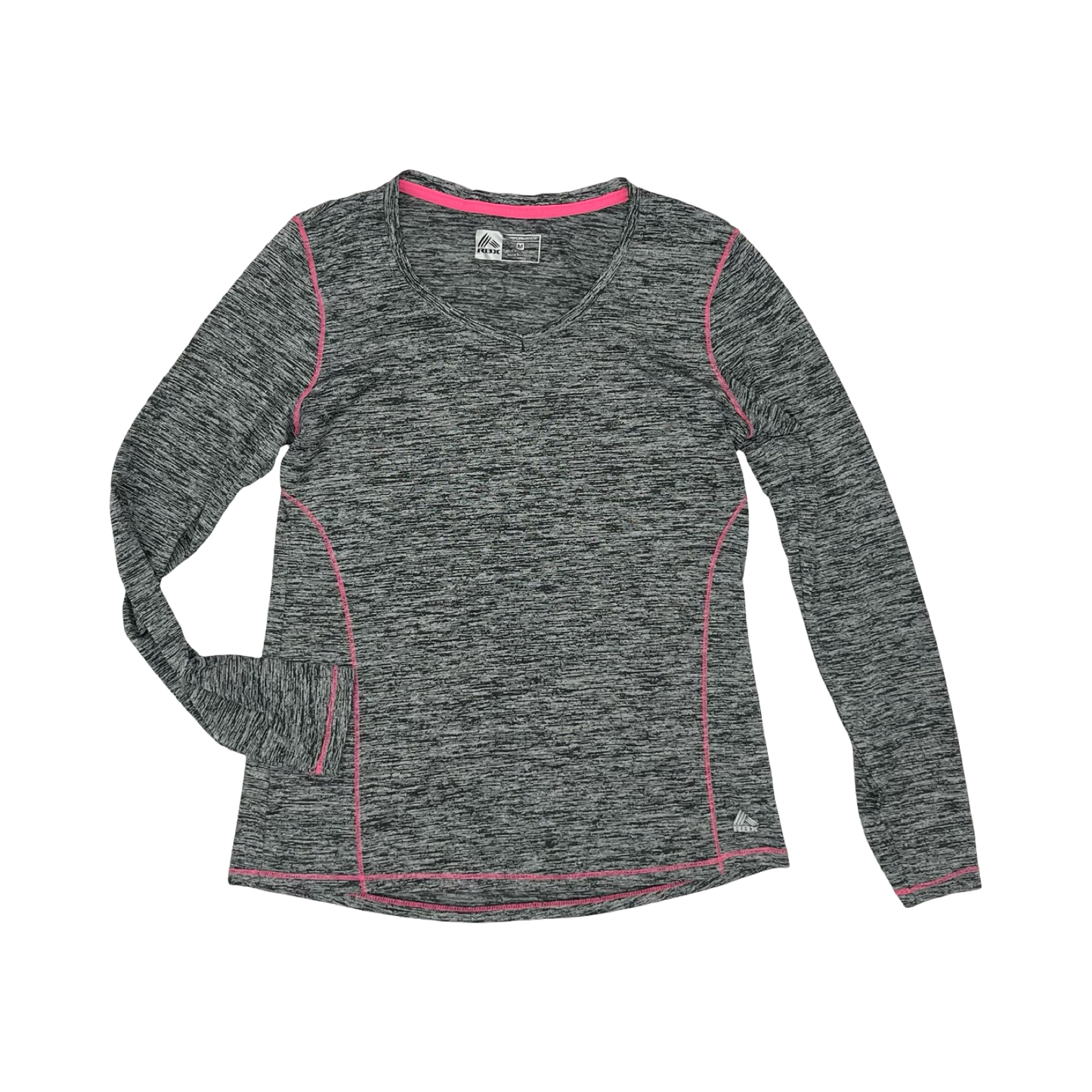 Athletic Top Ls Collar By Reebok In Grey, Size:M
