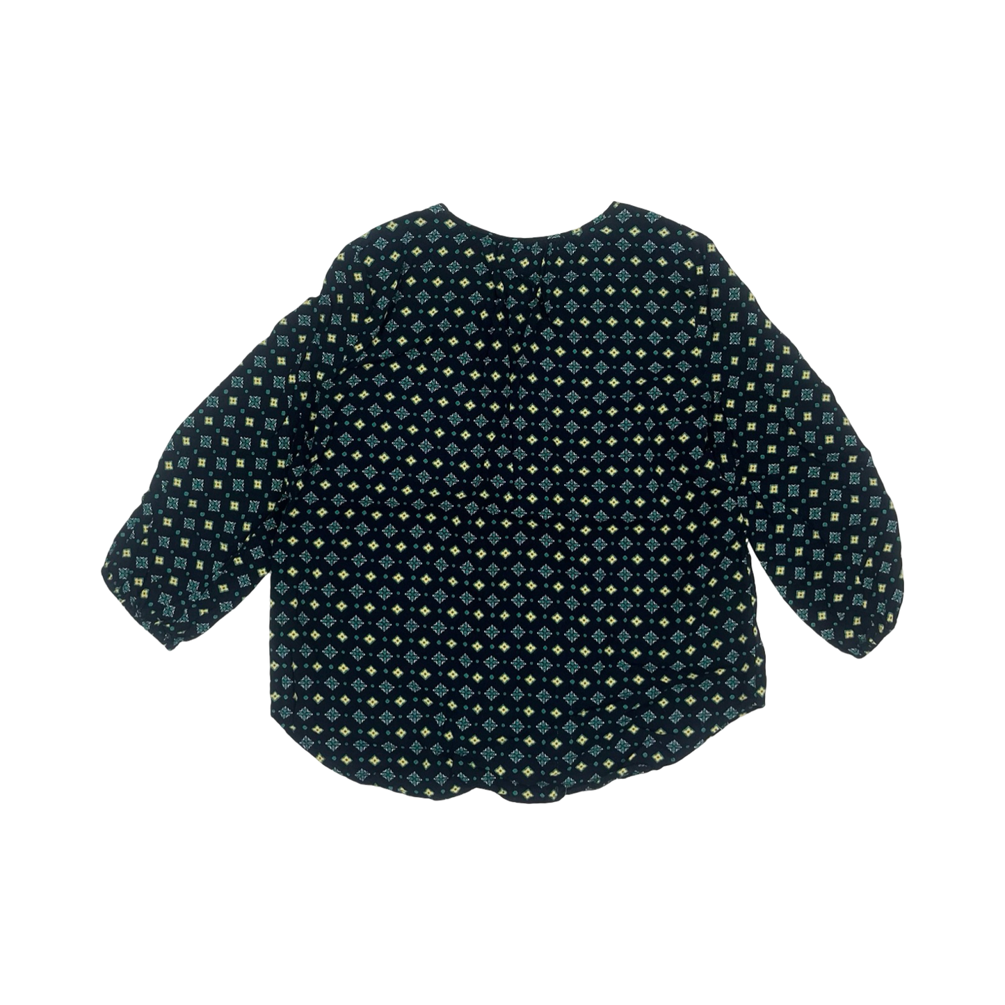 Blouse 3/4 Sleeve By Liz Claiborne In Blue & Green, Size:M