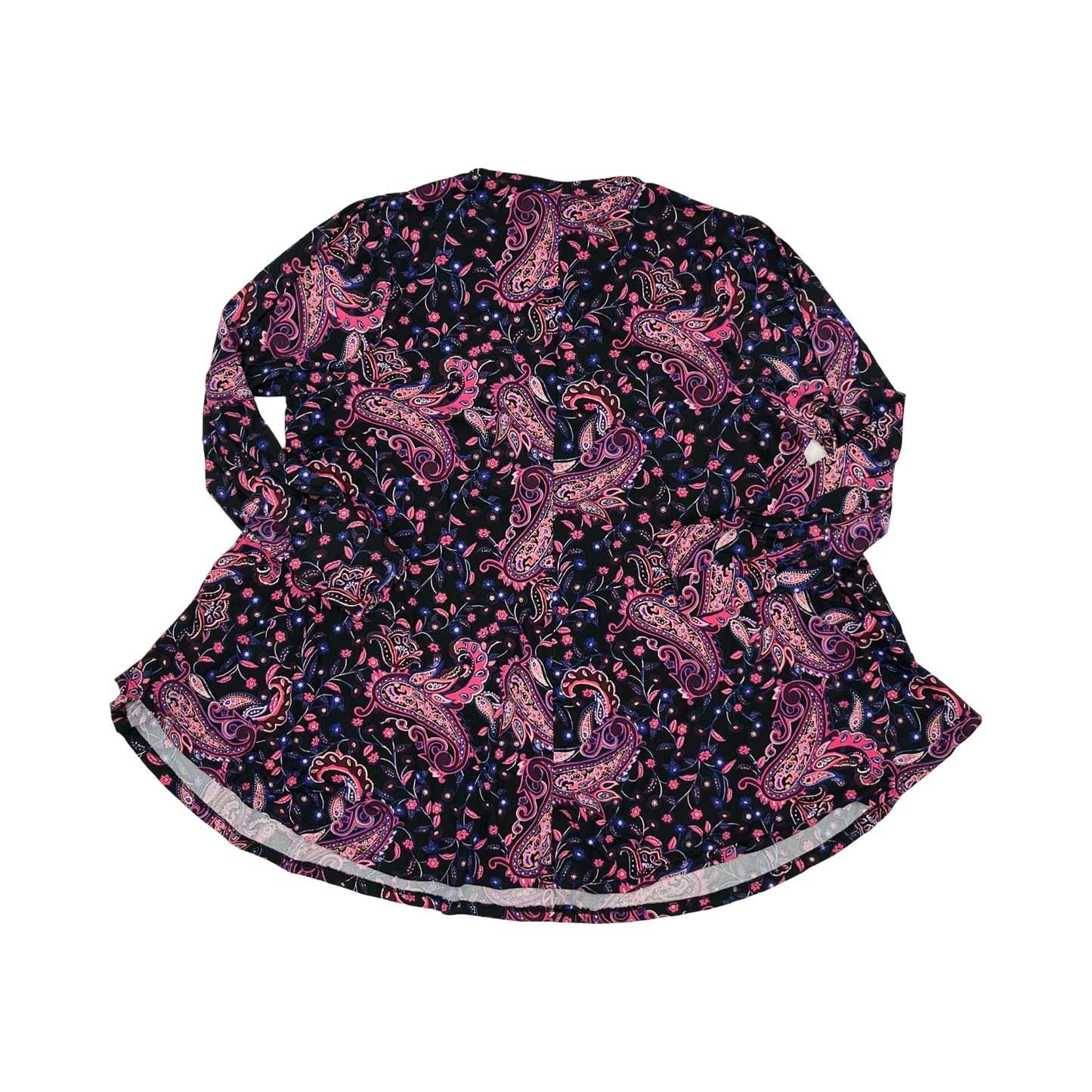 Blouse Ls By Lane Bryant In Blue & Pink, Size:1X